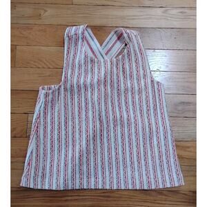 Madewell Medium Women's Cross Back Tank Top Vintage Style White/Red Striped